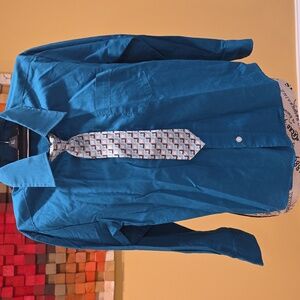 Dockers Boys Teal Long Sleeve Dress Shirt